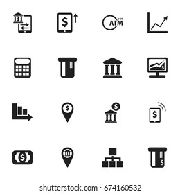 Set Of 16 Editable Finance Icons. Includes Symbols Such As Atm, Freelance Income, Statistics And More. Can Be Used For Web, Mobile, UI And Infographic Design.