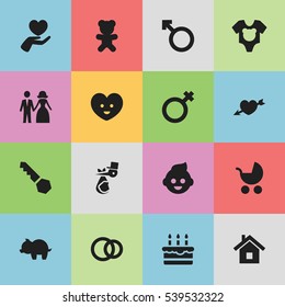 Set Of 16 Editable Folks Icons. Includes Symbols Such As Soul, Man Emblem, Child And More. Can Be Used For Web, Mobile, UI And Infographic Design.