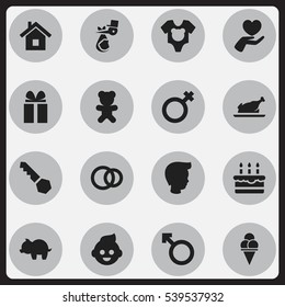 Set Of 16 Editable Folks Icons. Includes Symbols Such As Patisserie, Moneybox, Lock And More. Can Be Used For Web, Mobile, UI And Infographic Design.