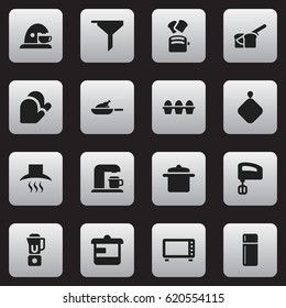 Set Of 16 Editable Food Icons. Includes Symbols Such As Cup, Cookware, Oven And More. Can Be Used For Web, Mobile, UI And Infographic Design.