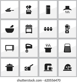 Set Of 16 Editable Food Icons. Includes Symbols Such As Soup, Agitator, Bakery And More. Can Be Used For Web, Mobile, UI And Infographic Design.