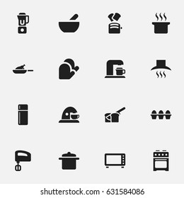 Set Of 16 Editable Food Icons. Includes Symbols Such As Agitator, Slice Bread, Bakery And More. Can Be Used For Web, Mobile, UI And Infographic Design.