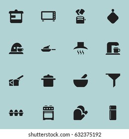Set Of 16 Editable Food Icons. Includes Symbols Such As Soup, Utensil, Filtering And More. Can Be Used For Web, Mobile, UI And Infographic Design.