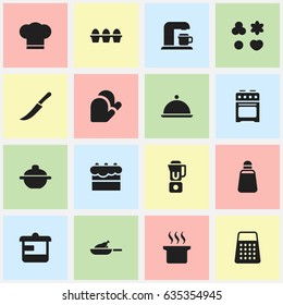 Set Of 16 Editable Food Icons. Includes Symbols Such As Salver, Utensil, Paprika And More. Can Be Used For Web, Mobile, UI And Infographic Design.