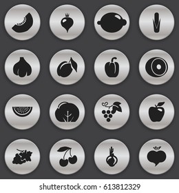 Set Of 16 Editable Fruits Icons. Includes Symbols Such As Lime, Maize, Papaya And More. Can Be Used For Web, Mobile, UI And Infographic Design.
