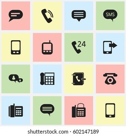Set Of 16 Editable Gadget Icons. Includes Symbols Such As Home Cellphone, Smartphone, Chat And More. Can Be Used For Web, Mobile, UI And Infographic Design.