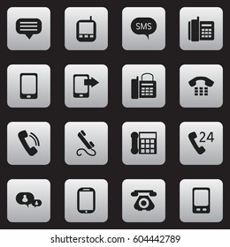 Set Of 16 Editable Gadget Icons. Includes Symbols Such As Retro Telecommunication, Tablet, Call And More. Can Be Used For Web, Mobile, UI And Infographic Design.