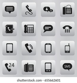 Set Of 16 Editable Gadget Icons. Includes Symbols Such As Message, Smartphone, Address Notebook And More. Can Be Used For Web, Mobile, UI And Infographic Design.
