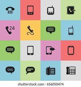 Set Of 16 Editable Gadget Icons. Includes Symbols Such As Forum, Tablet, Chat And More. Can Be Used For Web, Mobile, UI And Infographic Design.
