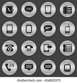 Set Of 16 Editable Gadget Icons. Includes Symbols Such As Radio Talkie, Tablet, Share Display And More. Can Be Used For Web, Mobile, UI And Infographic Design.