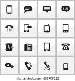 Set Of 16 Editable Gadget Icons. Includes Symbols Such As Comment, Chat, Chatting And More. Can Be Used For Web, Mobile, UI And Infographic Design.