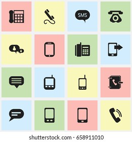 Set Of 16 Editable Gadget Icons. Includes Symbols Such As Chatting, Tablet, Radio Talkie And More. Can Be Used For Web, Mobile, UI And Infographic Design.