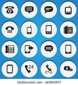 Set Of 16 Editable Gadget Icons. Includes Symbols Such As Forum, 24 Hour Servicing, Smartphone And More. Can Be Used For Web, Mobile, UI And Infographic Design.