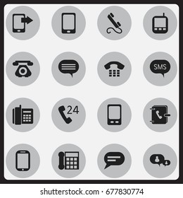 Set Of 16 Editable Gadget Icons. Includes Symbols Such As Smartphone, Home Cellphone, Chatting And More. Can Be Used For Web, Mobile, UI And Infographic Design.