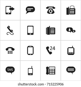 Set Of 16 Editable Gadget Icons. Includes Symbols Such As Smartphone, Transceiver, Chatting And More. Can Be Used For Web, Mobile, UI And Infographic Design.