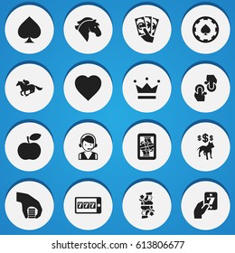 Set Of 16 Editable Gambling Icons. Includes Symbols Such As Phone Game, Gambling, Coronet And More. Can Be Used For Web, Mobile, UI And Infographic Design.