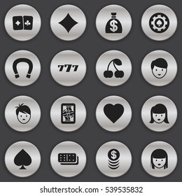 Set Of 16 Editable Game Icons. Includes Symbols Such As Woman Face, Luck Charm, Bones Game And More. Can Be Used For Web, Mobile, UI And Infographic Design.