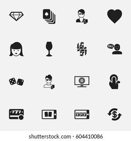 Set Of 16 Editable Game Icons. Includes Symbols Such As Talking, Playing Cards, Phone Game And More. Can Be Used For Web, Mobile, UI And Infographic Design.