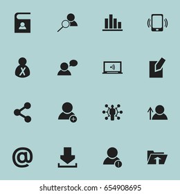 Set Of 16 Editable Global Icons. Includes Symbols Such As Log In, Monitor, Skill And More. Can Be Used For Web, Mobile, UI And Infographic Design.