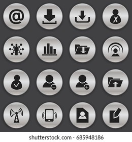 Set Of 16 Editable Global Icons. Includes Symbols Such As Connection, Blocked Person, Log In And More. Can Be Used For Web, Mobile, UI And Infographic Design.