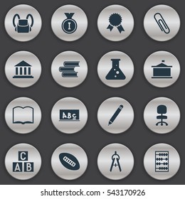 Set Of 16 Editable Graduation Icons. Includes Symbols Such As Arithmetic, Pencil, First Place And More. Can Be Used For Web, Mobile, UI And Infographic Design.