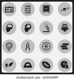 Set Of 16 Editable Graduation Icons. Includes Symbols Such As School Bell, Writing, Creative Idea And More. Can Be Used For Web, Mobile, UI And Infographic Design.