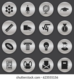 Set Of 16 Editable Graduation Icons. Includes Symbols Such As Diplomaed Male, Bookmark, Earth Planet And More. Can Be Used For Web, Mobile, UI And Infographic Design.