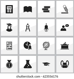 Set Of 16 Editable Graduation Icons. Includes Symbols Such As Schoolbag, Graduated Female, School Bell And More. Can Be Used For Web, Mobile, UI And Infographic Design.