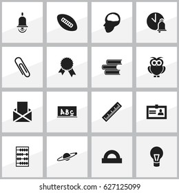 Set Of 16 Editable Graduation Icons. Includes Symbols Such As Alarm Bell, Astrology, Straightedge And More. Can Be Used For Web, Mobile, UI And Infographic Design.