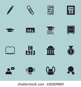 Set Of 16 Editable Graduation Icons. Includes Symbols Such As Blackboard, Victory Medallion, Pencil And More. Can Be Used For Web, Mobile, UI And Infographic Design.