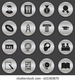 Set Of 16 Editable Graduation Icons. Includes Symbols Such As School Board, Calculator, First Place And More. Can Be Used For Web, Mobile, UI And Infographic Design.