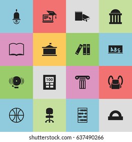 Set Of 16 Editable Graduation Icons. Includes Symbols Such As Alarm Bell, Schoolbag, Arithmetic And More. Can Be Used For Web, Mobile, UI And Infographic Design.