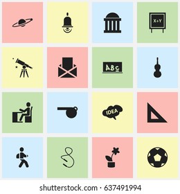 Set Of 16 Editable Graduation Icons. Includes Symbols Such As Plant Pot, Blackboard, Propeller And More. Can Be Used For Web, Mobile, UI And Infographic Design.