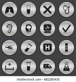 Set Of 16 Editable Health Icons. Includes Symbols Such As Hospital Assistant, Analysis Container, Drug And More. Can Be Used For Web, Mobile, UI And Infographic Design.