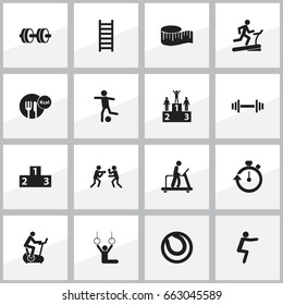 Set Of 16 Editable Healthy Icons. Includes Symbols Such As Game Ball, Racetrack Training, Fight And More. Can Be Used For Web, Mobile, UI And Infographic Design.