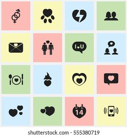 Set Of 16 Editable Heart Icons. Includes Symbols Such As Sexuality, Wedlock, Affection Mail And More. Can Be Used For Web, Mobile, UI And Infographic Design.