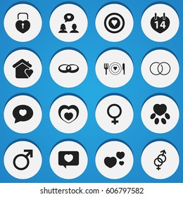 Set Of 16 Editable Heart Icons. Includes Symbols Such As Valentines Day, Sexuality, Heartbeat And More. Can Be Used For Web, Mobile, UI And Infographic Design.