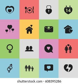 Set Of 16 Editable Heart Icons. Includes Symbols Such As Lineage, Joy, Beloveds And More. Can Be Used For Web, Mobile, UI And Infographic Design.