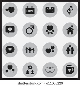Set Of 16 Editable Heart Icons. Includes Symbols Such As Darling, Joy, Home And More. Can Be Used For Web, Mobile, UI And Infographic Design.