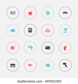 Set Of 16 Editable Holiday Icons. Includes Symbols Such As Tabernacle, Entrance, Invitation And More. Can Be Used For Web, Mobile, UI And Infographic Design.