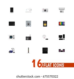 Set Of 16 Editable Home Icons. Includes Symbols Such As Cellphone, Palmtop, Notebook And More. Can Be Used For Web, Mobile, UI And Infographic Design.
