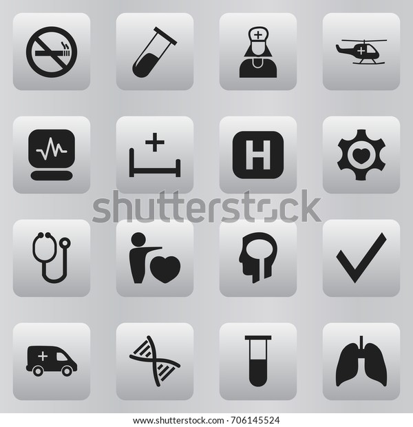 Set Of 16 Editable Hospital Icons.\
Includes Symbols Such As Heart, Emergency, Genome And More. Can Be\
Used For Web, Mobile, UI And Infographic\
Design.