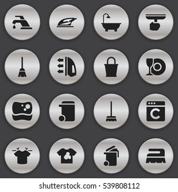 Set Of 16 Editable Hygiene Icons. Includes Symbols Such As Washing Tool, Sweep, Steam And More. Can Be Used For Web, Mobile, UI And Infographic Design.