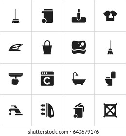Set Of 16 Editable Hygiene Icons. Includes Symbols Such As Bathroom, Brush, Whisk And More. Can Be Used For Web, Mobile, UI And Infographic Design.