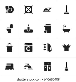 Set Of 16 Editable Hygiene Icons. Includes Symbols Such As Faucet, Steam, Restroom And More. Can Be Used For Web, Mobile, UI And Infographic Design.