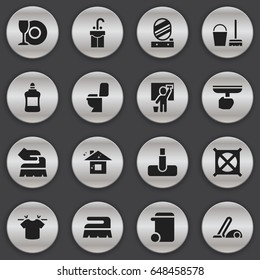 Set Of 16 Editable Hygiene Icons. Includes Symbols Such As Clean T-Shirt, Pure Home, Sink And More. Can Be Used For Web, Mobile, UI And Infographic Design.