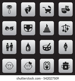 Set Of 16 Editable  Icons. Includes Symbols Such As Footmark, Tower, Adorn And More. Can Be Used For Web, Mobile, UI And Infographic Design.
