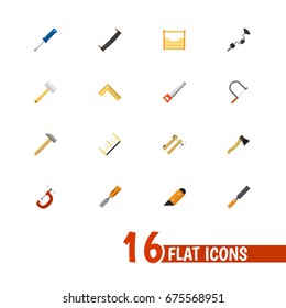 Set Of 16 Editable Instrument Icons. Includes Symbols Such As Bit, Nag, Hammer And More. Can Be Used For Web, Mobile, UI And Infographic Design.