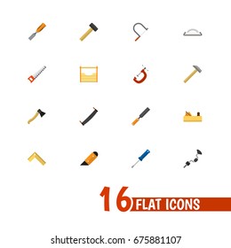 Set Of 16 Editable Instrument Icons. Includes Symbols Such As Boer, Meter, Turn-Screw And More. Can Be Used For Web, Mobile, UI And Infographic Design.