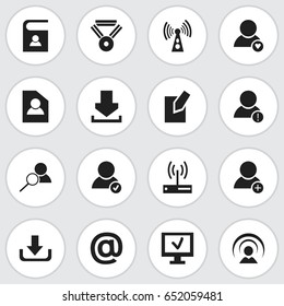Set Of 16 Editable Internet Icons. Includes Symbols Such As Medal, Log In, Approve User And More. Can Be Used For Web, Mobile, UI And Infographic Design.